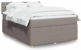 vidaXL Cama com molas/colchão 140x190 cm tecido castanho-acinzentado