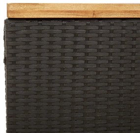 Caixa arrumação jardim 110x55x63 cm vime PE/acácia maciça preto