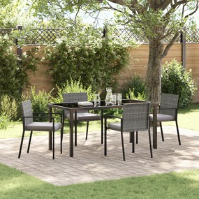 Conjunto de Jantar de Jardim 5 Peças Cinza Vime Sintético