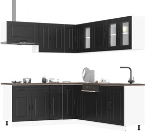 vidaXL 11 peças armário de cozinha conjunto Kalmar preto