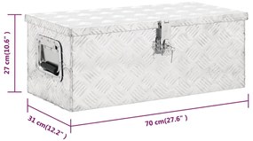 Caixa de arrumação 70x31x27 cm alumínio prateado