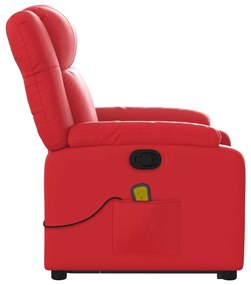 Poltrona massagens reclinável elevatória couro artif. vermelho