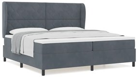 Cama com Estrado e Colchão Cinza Escuro 200 x 200 cm em Veludo.