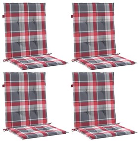 Almofadões lombares cadeiras jardim 4pcs oxford xadrez vermelho