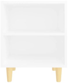 Mesas de cabeceira pernas madeira maciça 2pcs 40x30x50cm branco