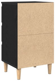 Mesa de Cabeceira vidaXL com Pé de Madeira Carvalho Preto 40x35x69 cm