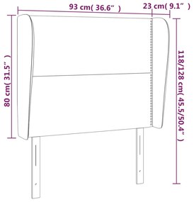 Cabeceira de cama c/ abas tecido 93x23x118/128cm cinzento-claro