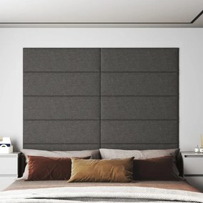 Painel de parede 12 pcs 90x30 cm tecido 3,24 m² cinza-escuro