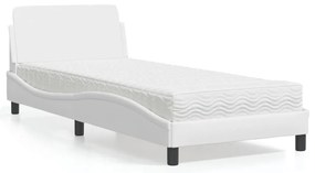 Cama com colchão 80x200 cm couro artificial branco