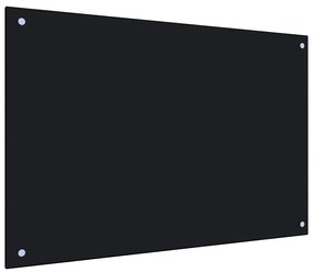 vidaXL Painel anti-salpicos de cozinha 90x60 cm vidro temperado preto