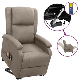 vidaXL Poltrona de massagens tecido cinzento-acastanhado