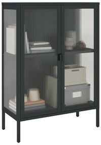 Aparador Laurine com Vitrine de 105cm - Preto - Design Vintage