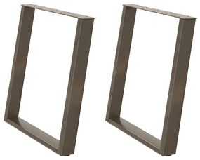 Pés para mesa de jantar em formato de U, 2 peças, aço natural, 70x(72-