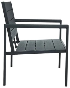 Banco de jardim 120 cm PEAD aspeto de madeira cinzento
