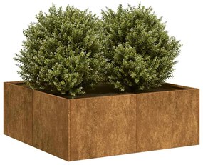 vidaXL Floreira enferrujada 80x80x30 cm aço resistente