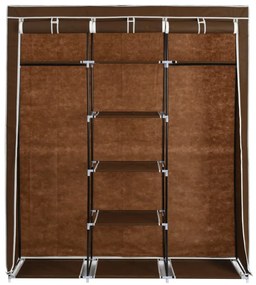 Roupeiro compartimentos e varões 150x45x175cm tecido castanho