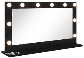 Espelho de Vanity com Luzes LED Carvalho Preto 80x45x18 cm
