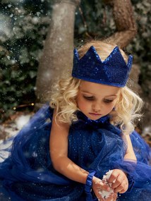 Disfarce de princesa com véu e coroa verde escuro liso
