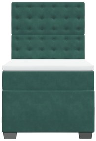 Cama com molas/colchão 100x200 cm veludo verde-escuro