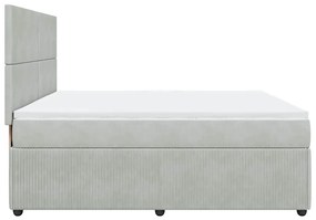 Cama com molas/colchão 200x200 cm veludo cinzento-claro