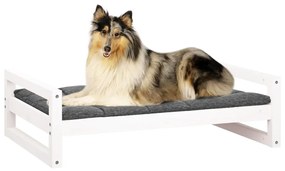 Cama para cães 95,5x65,5x28 cm madeira de pinho maciça branco