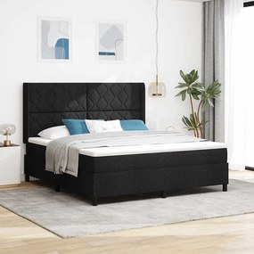 Cama Box Spring Preta com Colchão, 180x200 cm, Tecido