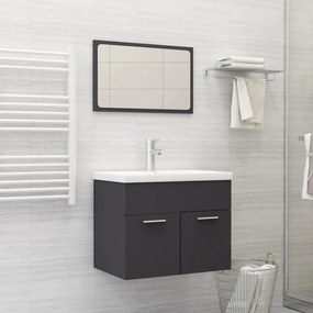 804784 vidaXL 2 pcs conjunto móveis de casa de banho contraplacado cinzento