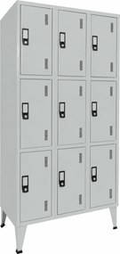 Cacifo Metálico Triplo 9 Compartimentos Cinza 1900×900×500 mm com Chave - Standard