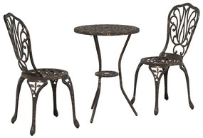 Conjunto de Bistrô de Jardim 3 Peças vidaXL Bronze em Alumínio Fundido