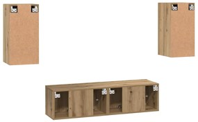 Conjunto de móvel de TV com prateleira 4 pcs carvalho artisiano