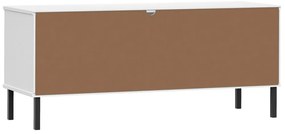 Sapateira pernas metal 106x35x45cm madeira maciça OSLO branco