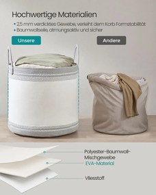 Cesto para roupa suja 90 L com tampa e pega 50 x 50 x 46 cm cinzento