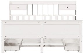 Cama com estante sem colchão 180x200 cm pinho maciço branco
