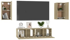 4pcs conjunto de móveis TV derivados de madeira carvalho sonoma