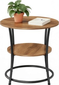 Mesa auxiliar ou mesa de cabeçeiracom 2 prateleiras 54 x 55 cm (diâmetro x A), estrutura metálica castanho-preto