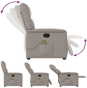 Poltrona de massagens reclinável tecido cinzento-acastanhado