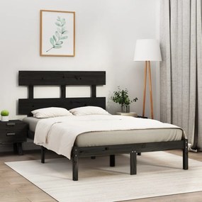 Estrutura de cama 160x200 cm pinho maciço preto