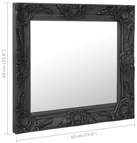 Espelho de parede estilo barroco 60x60 cm preto
