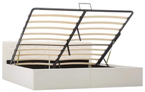 Cama hidráulica c/ arrumação 180x200cm couro artificial branco