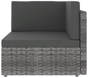 9 pcs conjunto lounge de jardim c/ almofadões vime PE cinzento