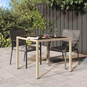 vidaXL Mesa de Jantar para Jardim Bege 90 x 90 x 75 cm vime PE