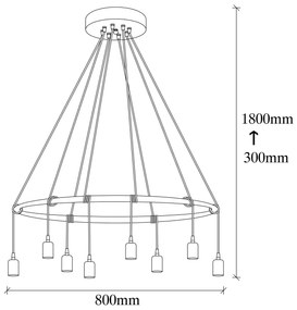 Candeeiro Salkim – Preto – Diâmetro 80 cm, Altura Ajustável até 180 cm