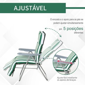 2 Espreguiçadeiras de Jardim Dobráveis Espreguiçadeiras de Aço com Alm