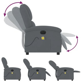Poltrona de massagens reclinável elétrica veludo cinza-escuro