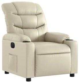 Poltrona reclinável elétrica couro artificial cor creme