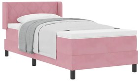 Cama Box Spring vidaXL com Colchão Rosa 90x190 cm Veludo