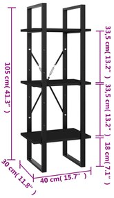 Estante c/ 3 prateleiras 40x30x105 cm contraplacado preto