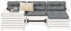 5 pcs conjunto de sofás de jardim madeira pinho maciça branco