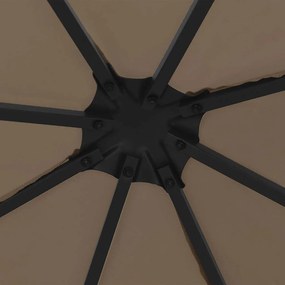 Gazebo com cordões de luzes LED 3x3 m cinza-acastanhado