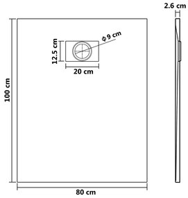 Base de chuveiro SMC 100x80 cm cinzento